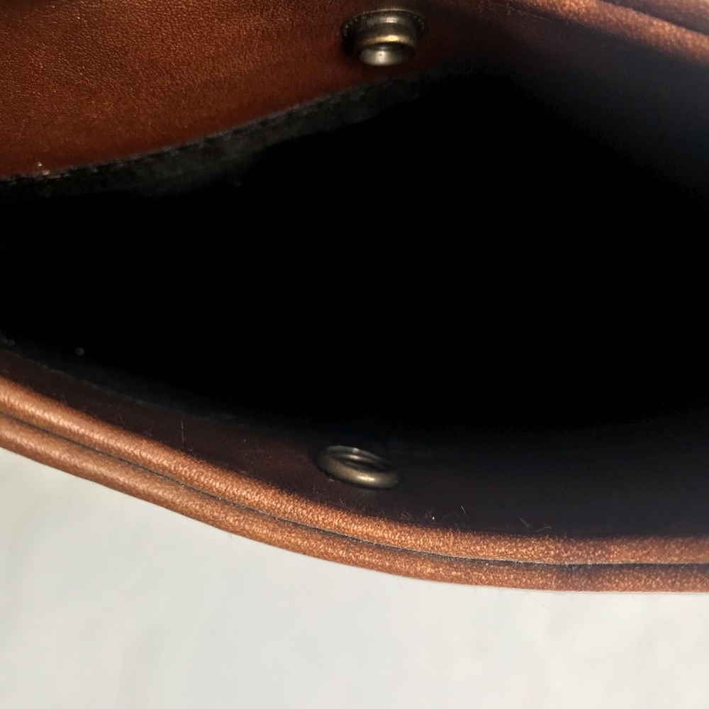 Brown vegan shoulder bag with floral emboss/ studs - Picture 5 of 7